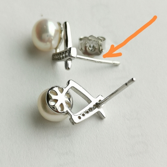 NEW cultured white freshwater pearl white topaz earrings silver - Picture 3 of 4